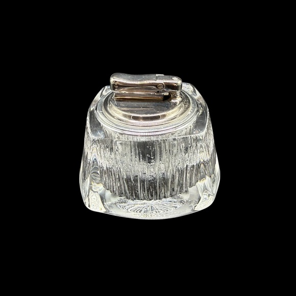 Nancy Daum Crystal Table Lighter Signed Vintage MCM Ice Cube Textured France - Picture 4 of 13
